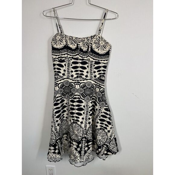 Nightway Womens Swing Dress With Crinoline Skirt Adj Straps Abstract Print Sz 10 - Picture 2 of 16